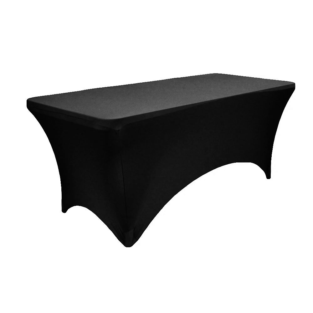 Rectangular 6 FT Spandex Table Cover - Black - CV Linens