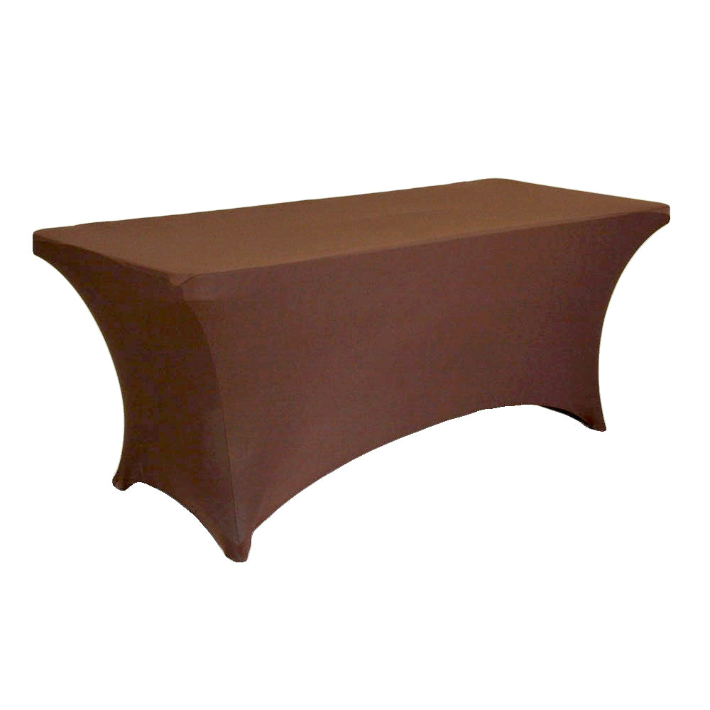 Rectangular 6 FT Spandex Table Cover - Chocolate Brown - CV Linens