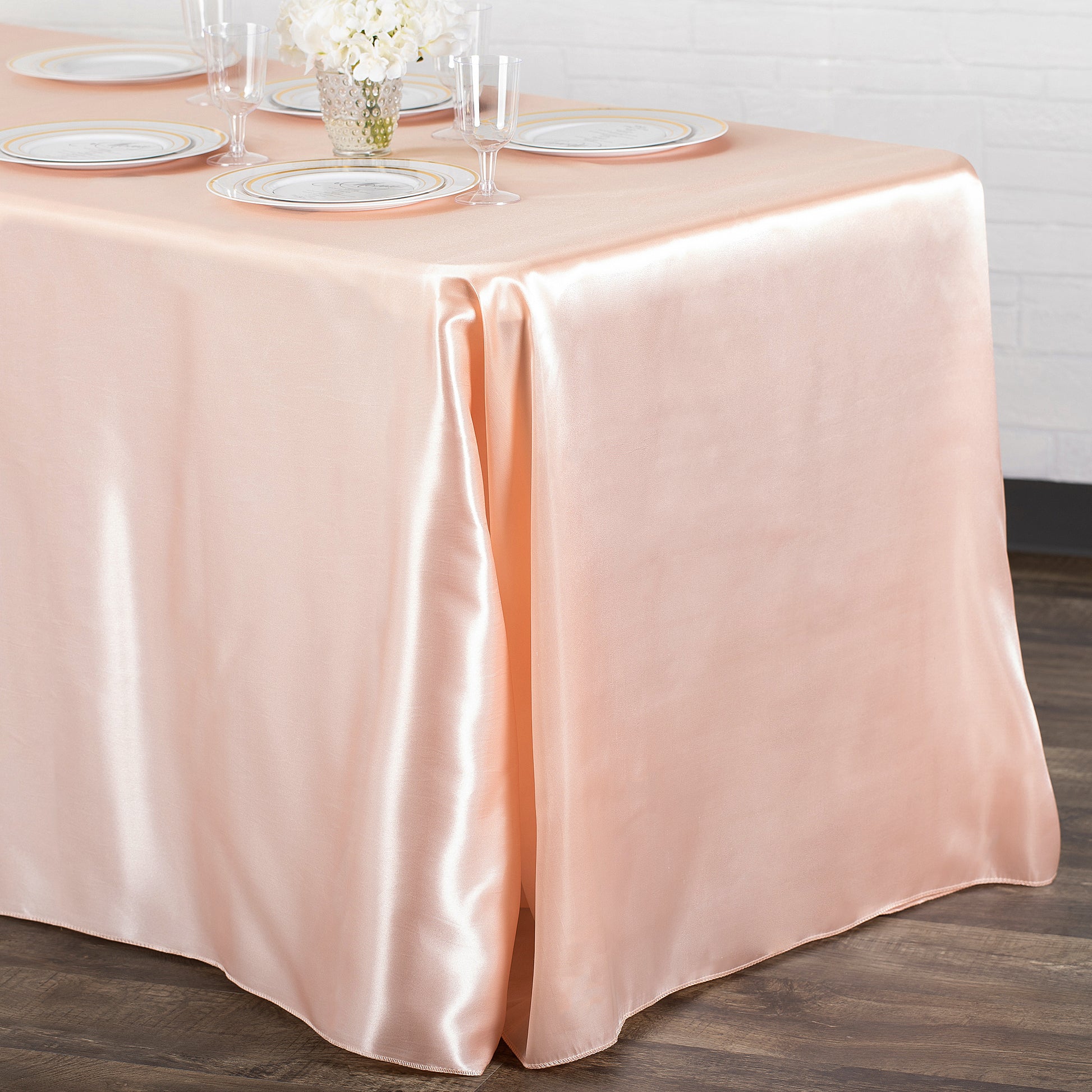 90"x156" Rectangular Satin Tablecloth - Blush/Rose Gold