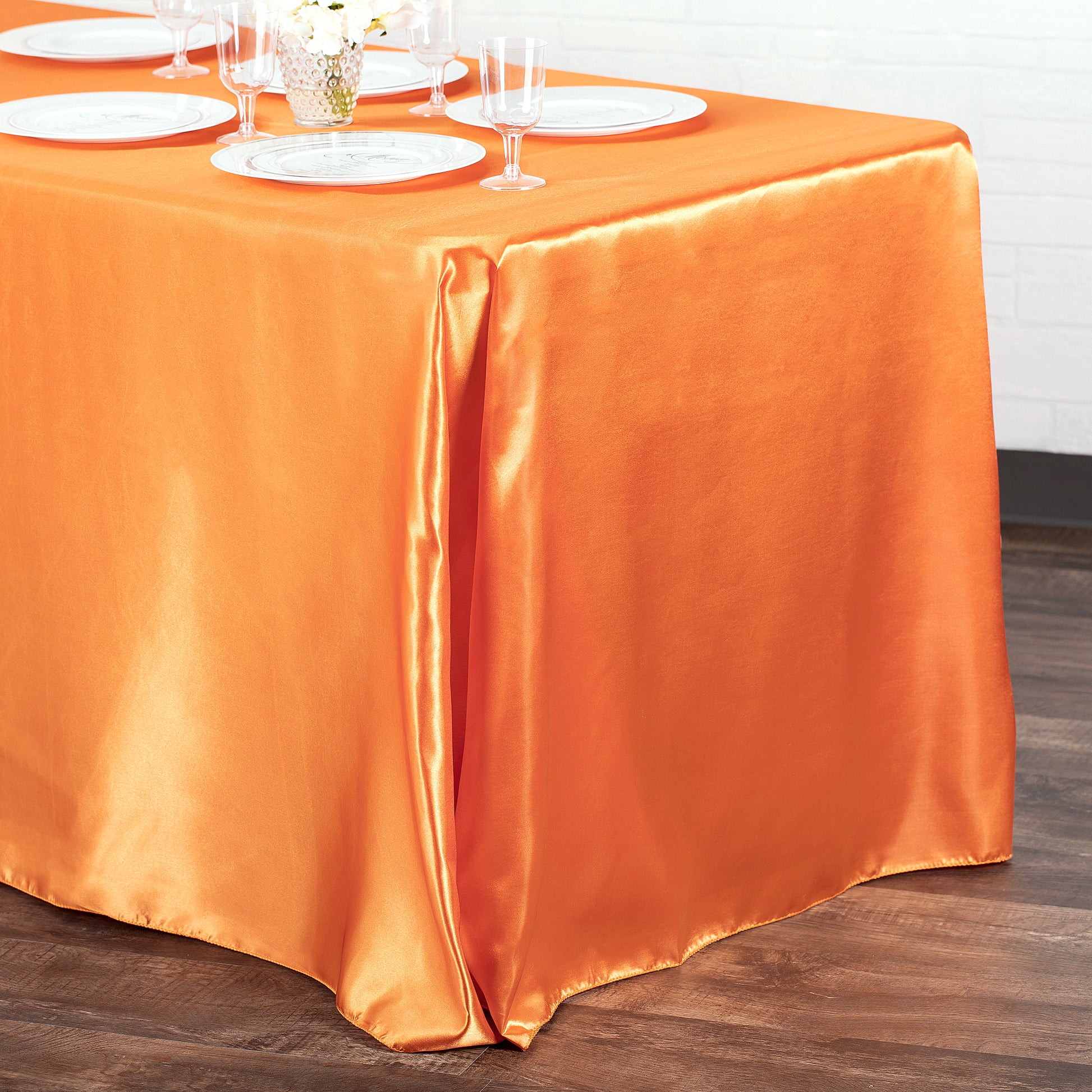 Satin Rectangular 90"x132" Tablecloth - Burnt Orange