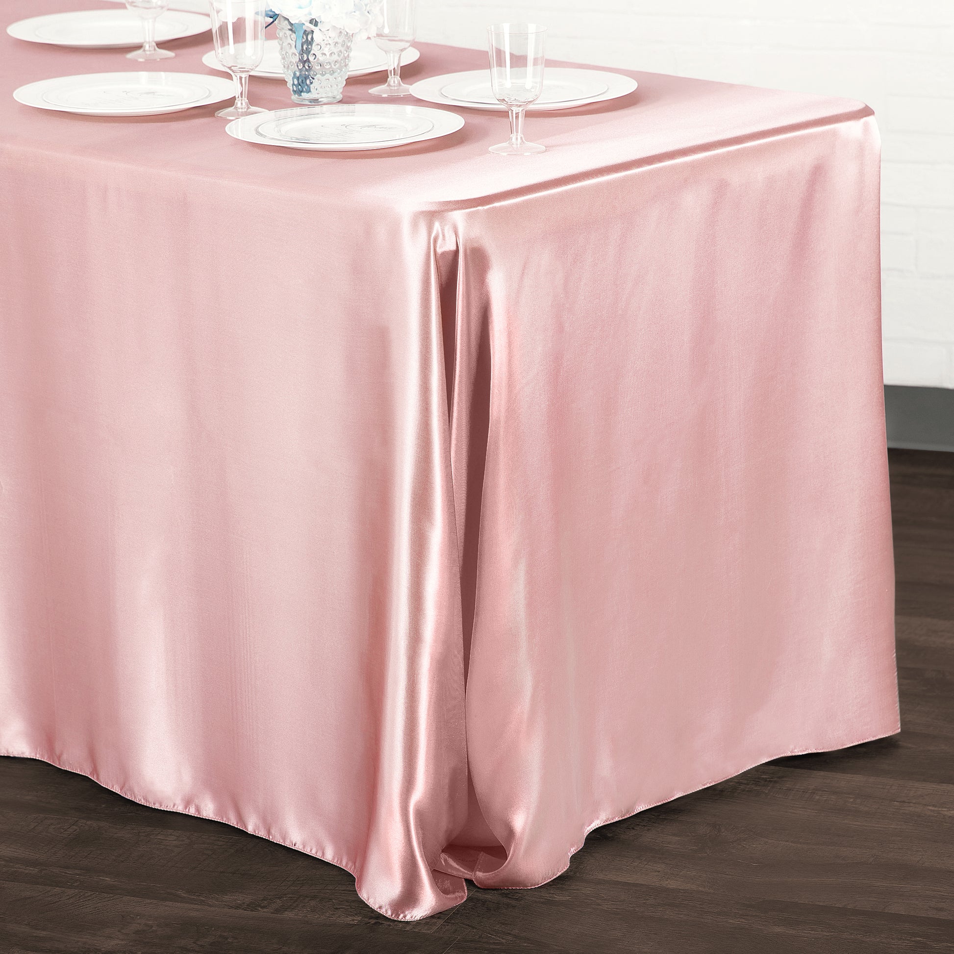 Satin Rectangular 90"x132" Tablecloth - Dusty Rose/Mauve