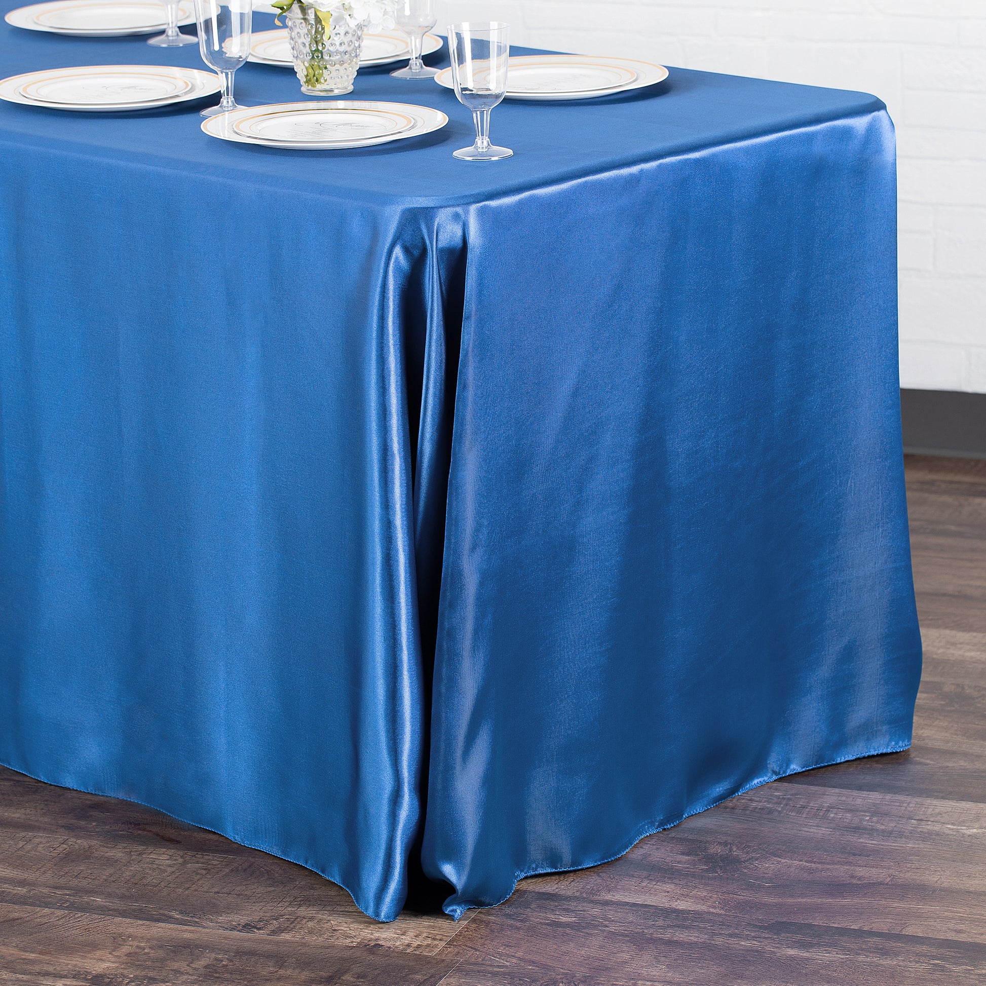 Satin Rectangular 90"x132" Tablecloth - Royal Blue