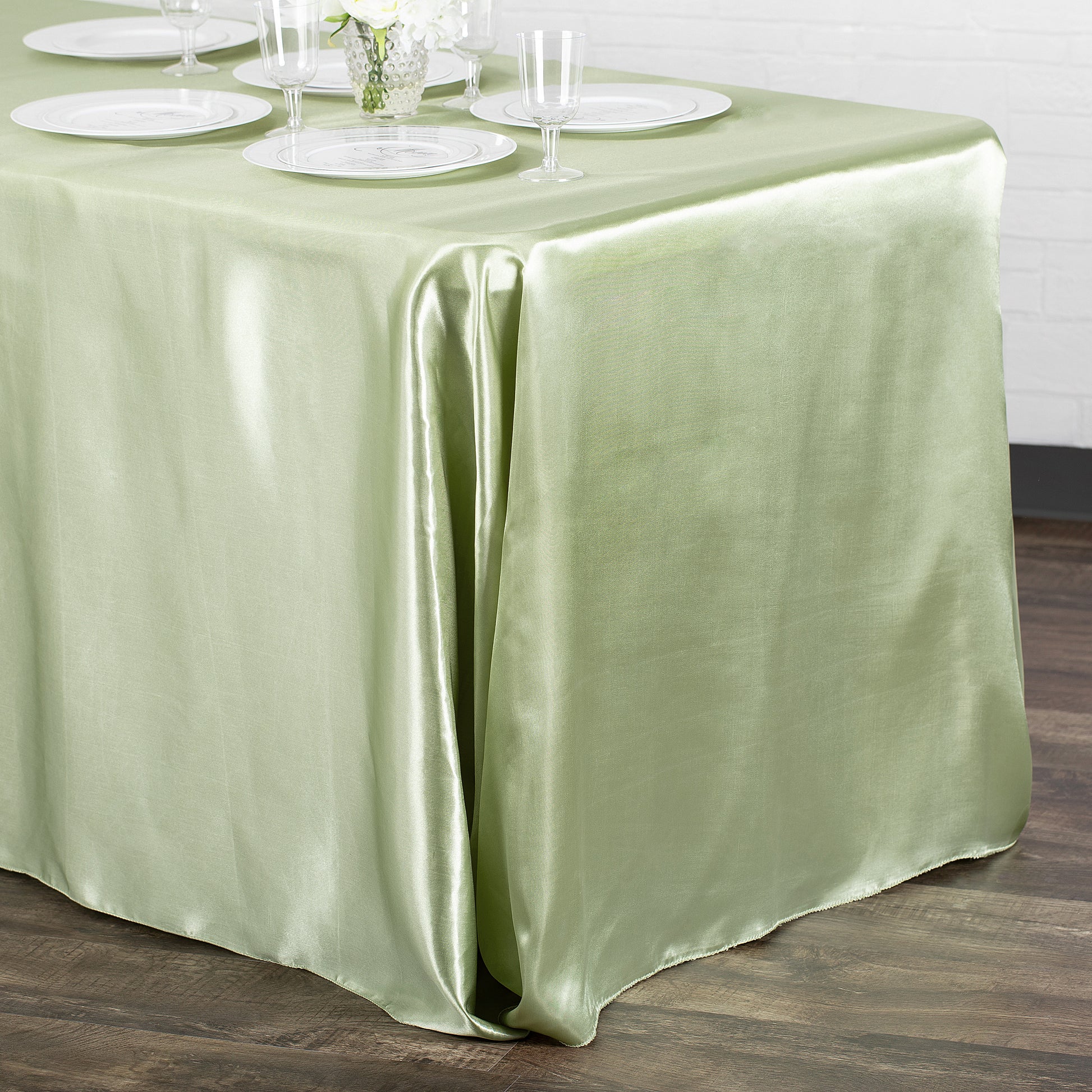 90"x156" Rectangular Satin Tablecloth - Sage Green