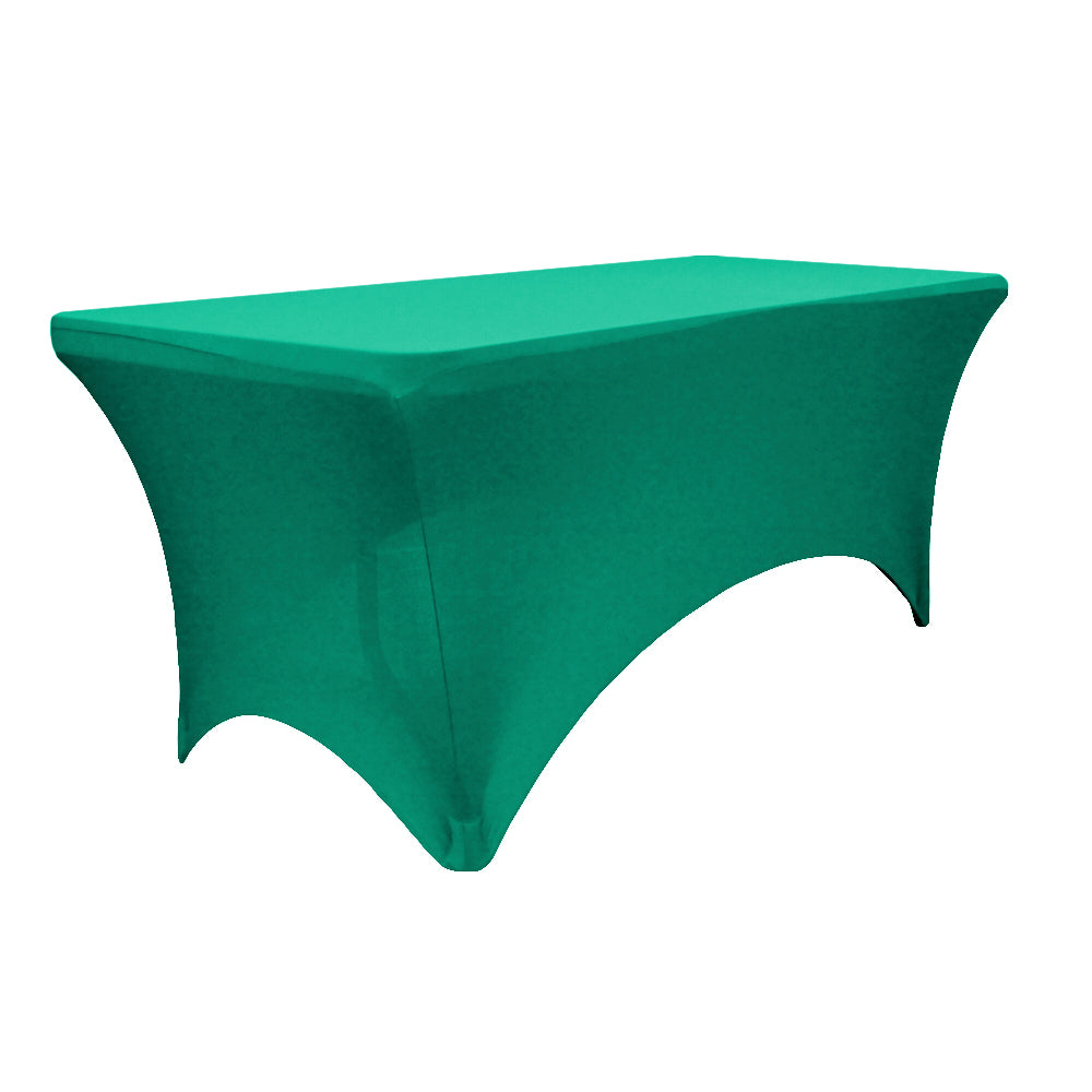 Rectangular 6 FT Spandex Table Cover - Emerald Green - CV Linens
