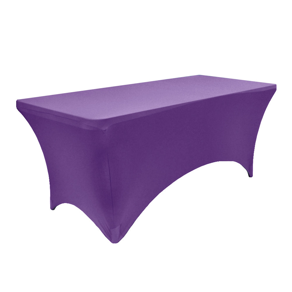 Rectangular 6 FT Spandex Table Cover - Purple - CV Linens