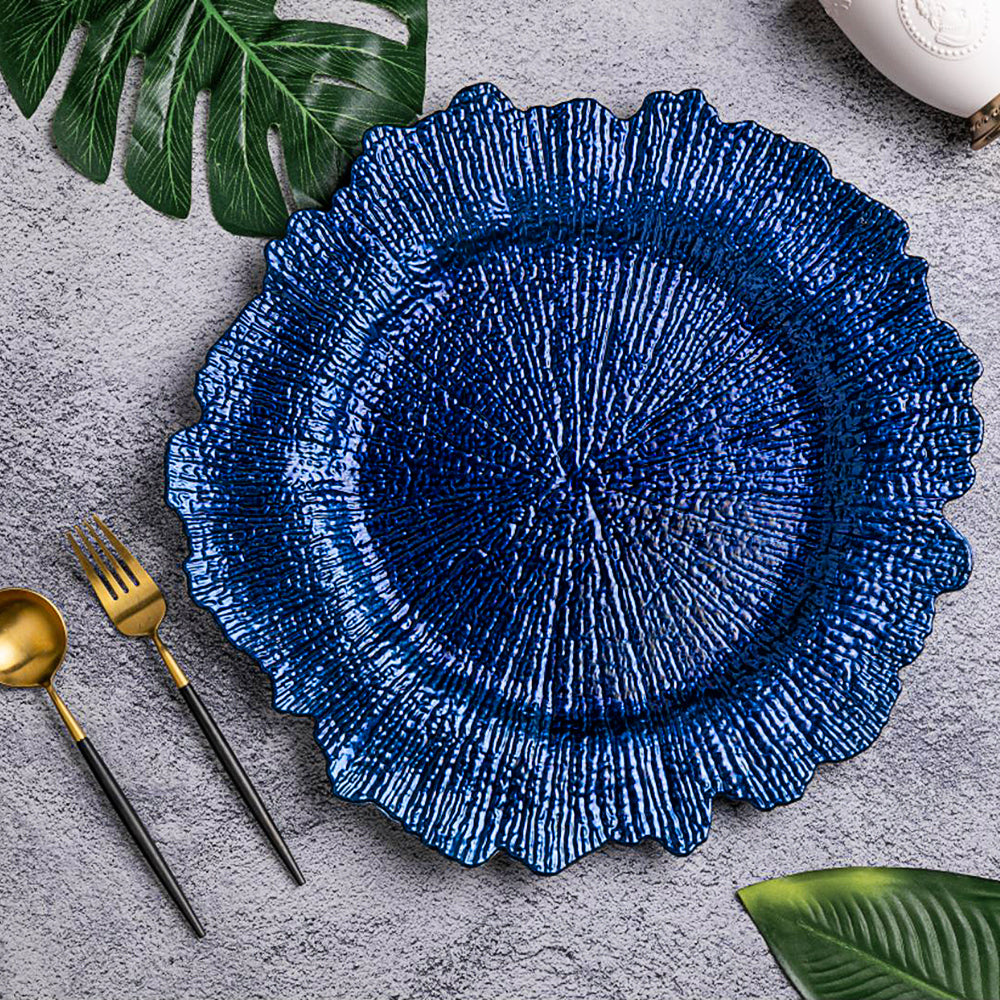 Reef Acrylic Plastic Charger Plate - Navy Blue - CV Linens