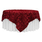 Rosette Satin Table Overlay Topper 85"x85" - Apple Red - CV Linens