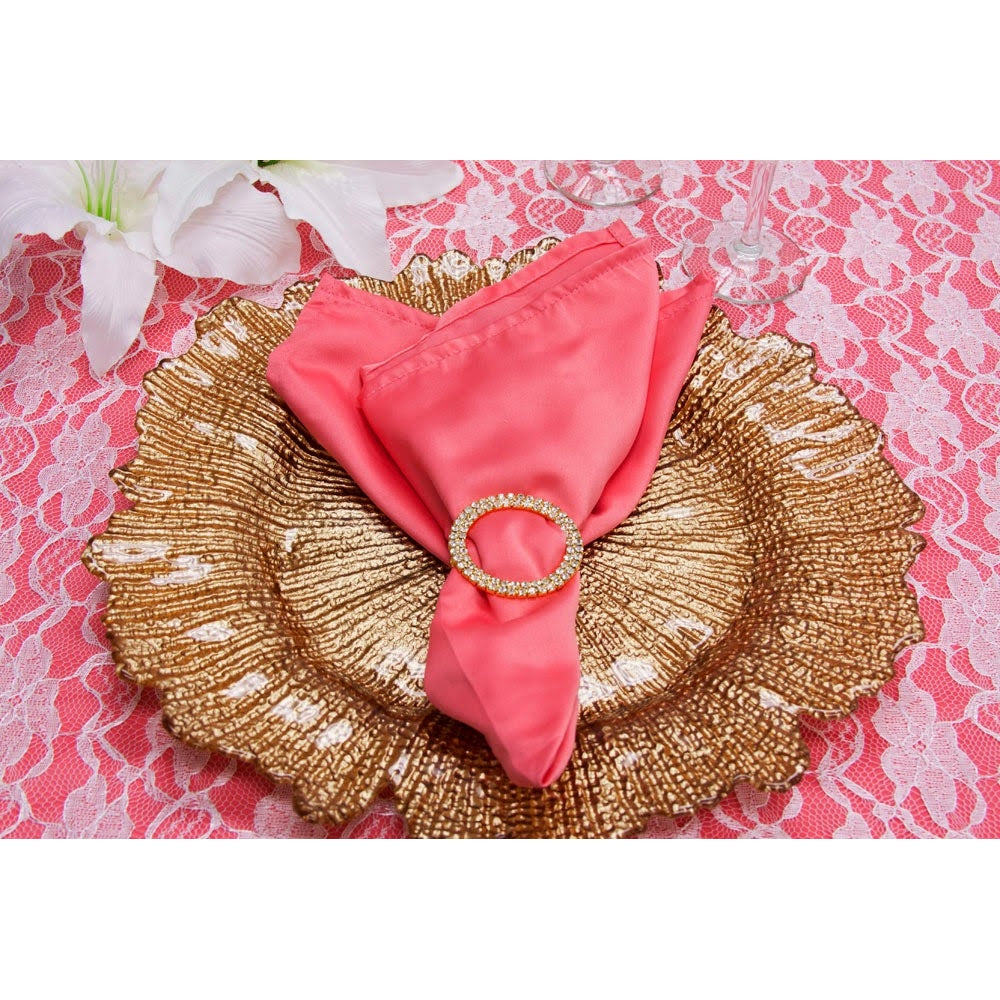 Round Diamond Rhinestone Metal Pin Sash Buckle - Gold | napkin | charger plate |