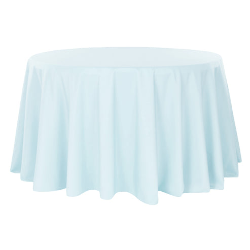120 Round Baby Blue Polyester Tablecloth
