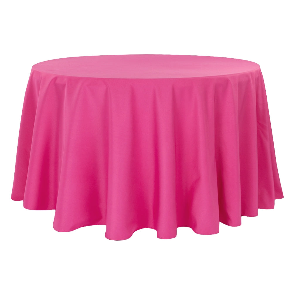 Economy Polyester Tablecloth 120" Round - Fuchsia - CV Linens
