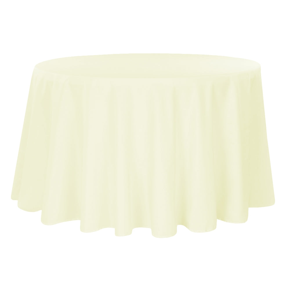 Polyester 120" Round Tablecloth - Ivory - CV Linens