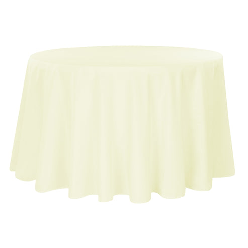 120 Round Ivory Polyester Tablecloth