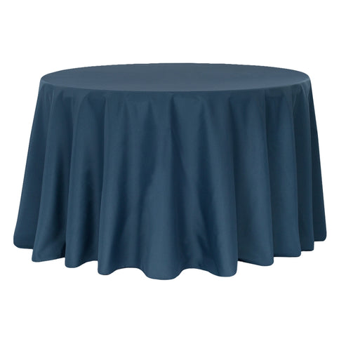 132 Round Navy Blue Polyester  Tablecloth