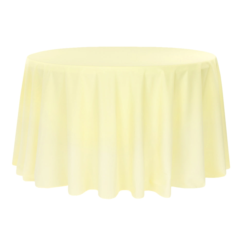 Polyester 120" Round Tablecloth - Pastel Yellow - CV Linens