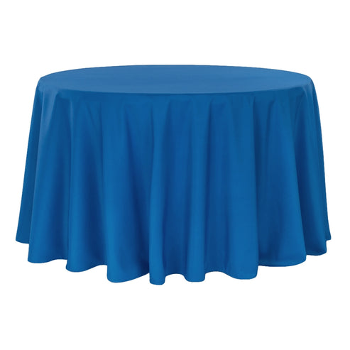 108 Round Royal Blue Polyester Tablecloth