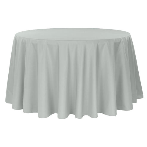 120 Round Silver Polyester Tablecloth