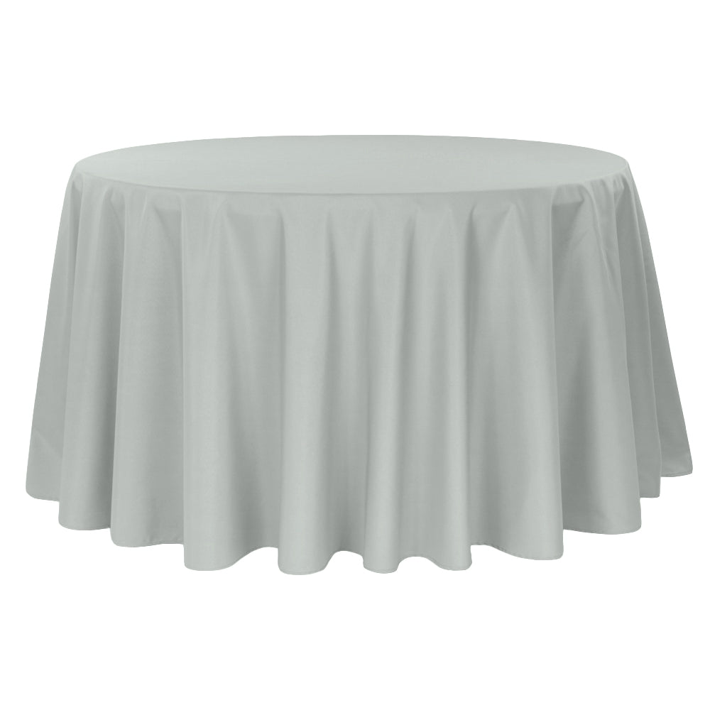 Economy Polyester Tablecloth 108" Round - Gray/Silver - CV Linens