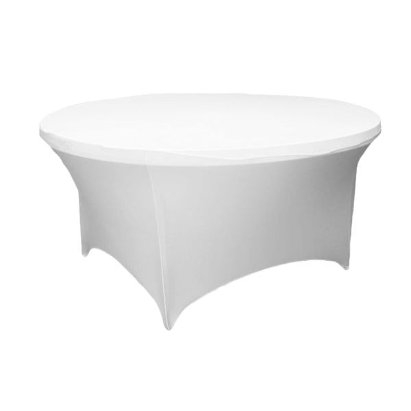 5 ft Round White Spandex Tablecloth
