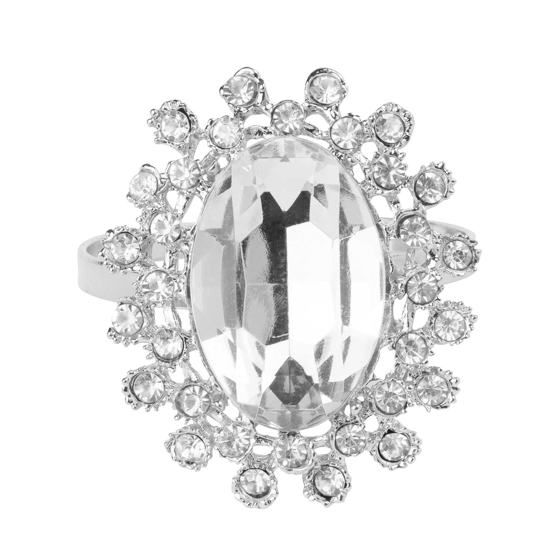 Royal Diamond Napkin Ring Holder - Silver - CV Linens