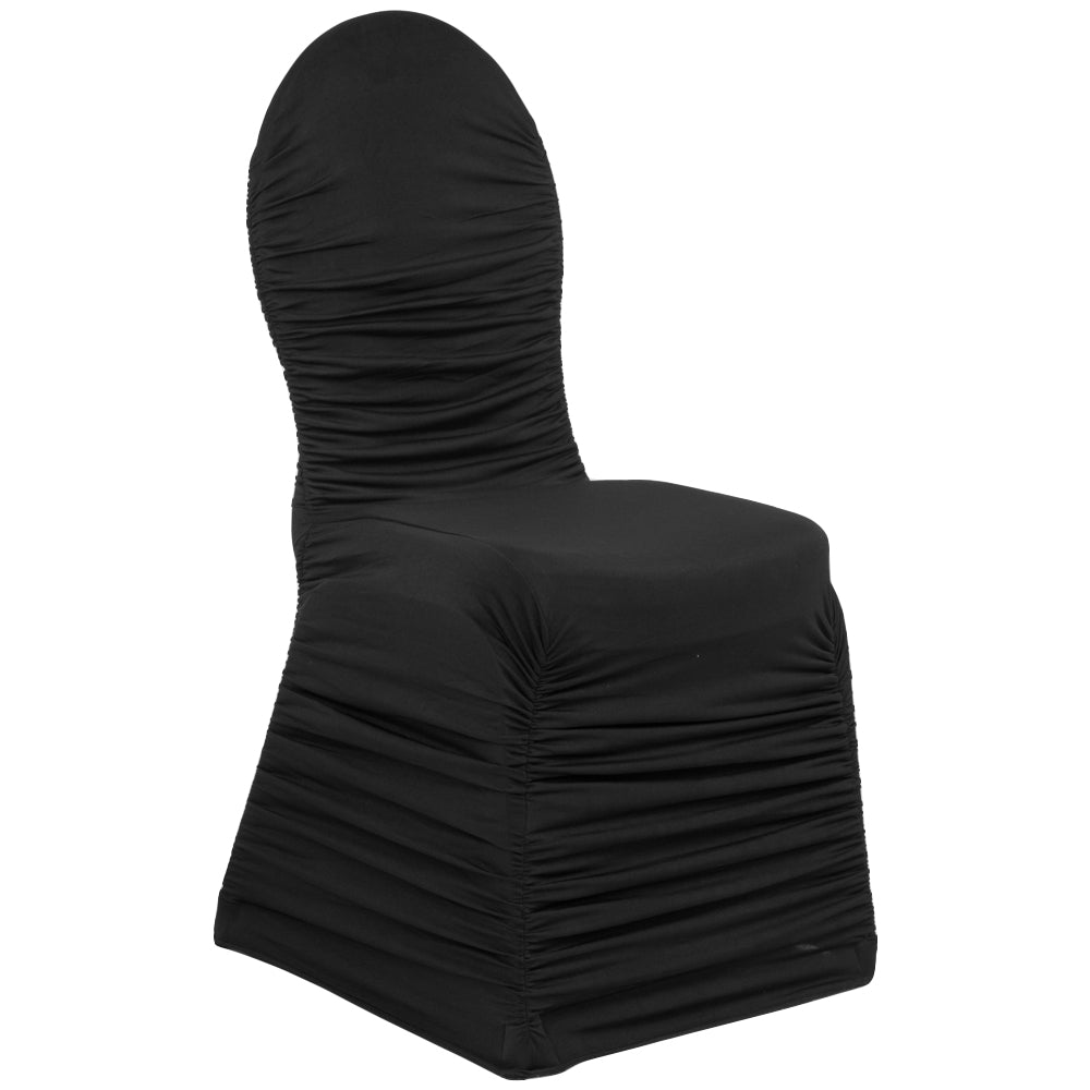 Ruched Fashion Spandex Banquet Chair Cover - Black