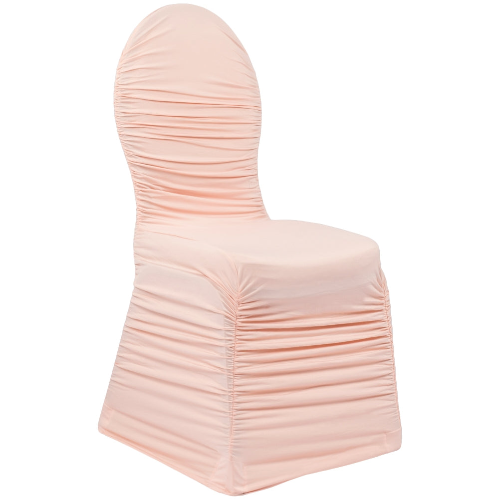 Ruched Fashion Spandex Banquet Chair Cover - Blush/Rose Gold - CV Linens