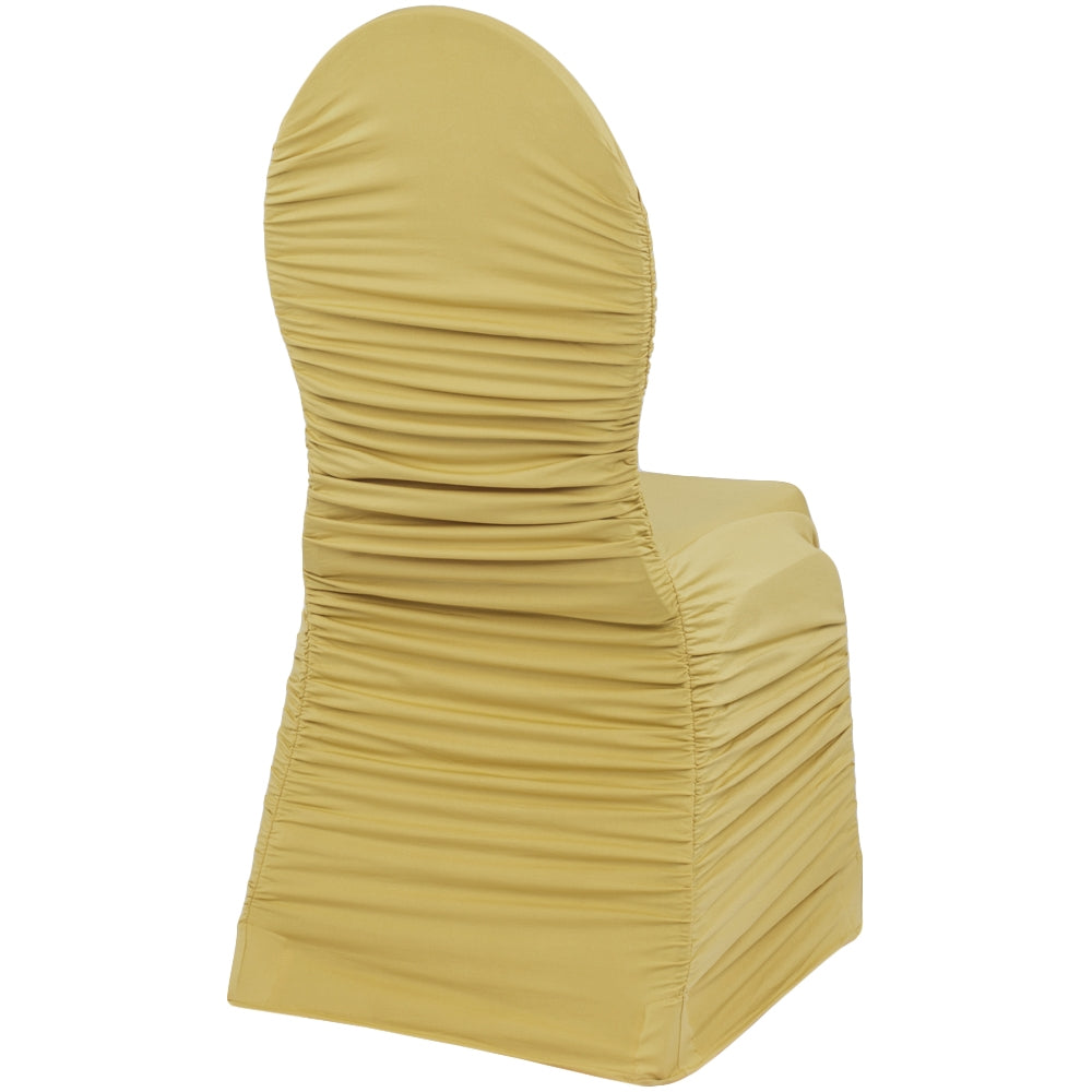 Ruched Fashion Spandex Banquet Chair Cover - Gold - CV Linens