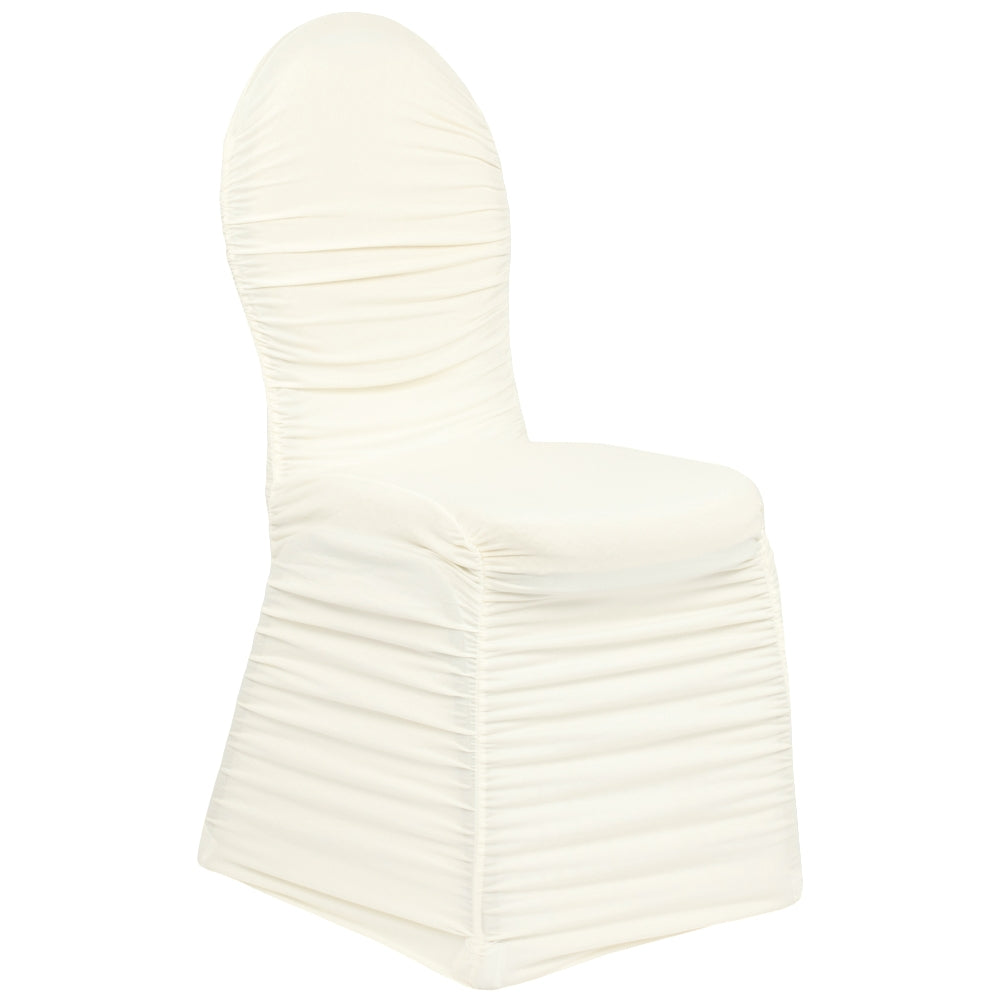 Ruched Fashion Spandex Banquet Chair Cover - Ivory - CV Linens