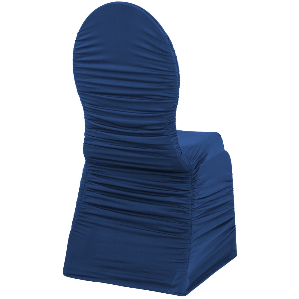 Ruched Fashion Spandex Banquet Chair Cover - Navy Blue - CV Linens