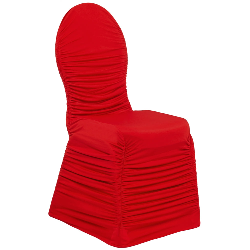 Ruched Fashion Spandex Banquet Chair Cover - Red - CV Linens
