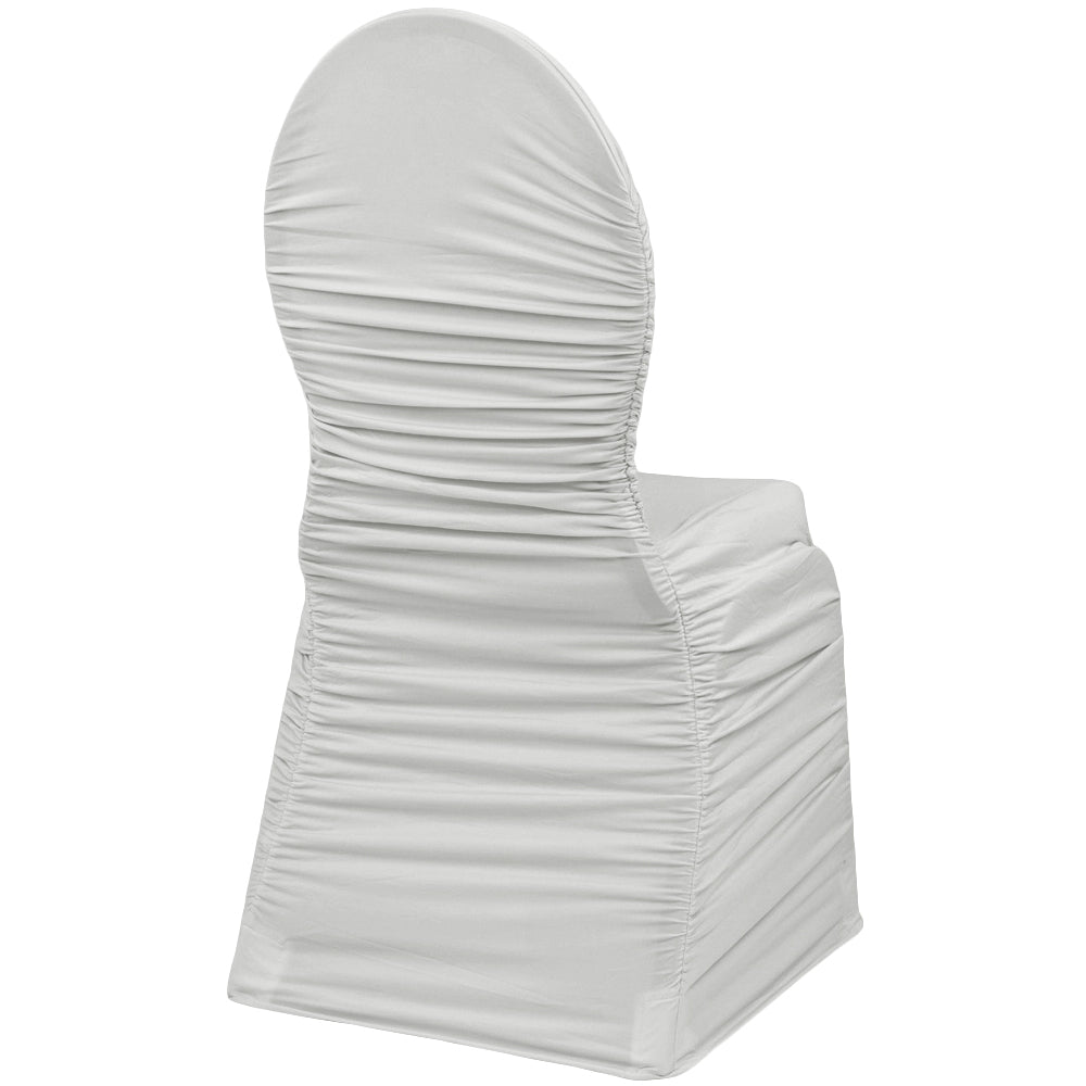 Ruched Fashion Spandex Banquet Chair Cover - Silver - CV Linens