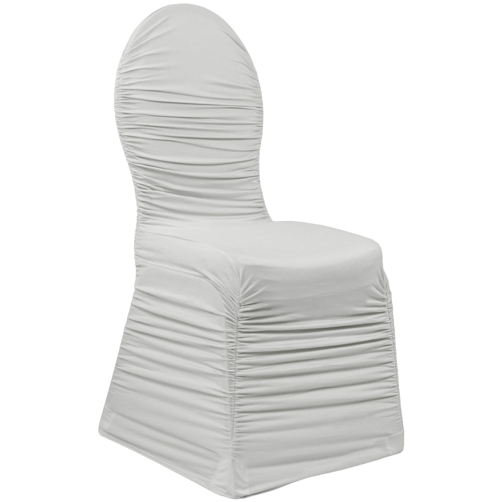 Ruched Fashion Spandex Banquet Chair Cover - Silver - CV Linens