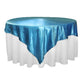 Square 72" Satin Table Overlay - Aqua Blue - CV Linens