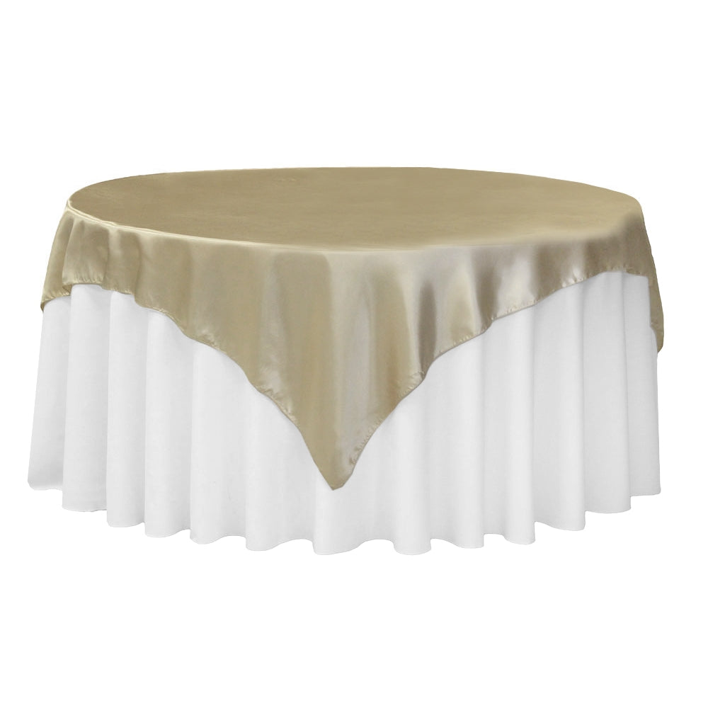 Square 72" Satin Table Overlay - Champagne - CV Linens