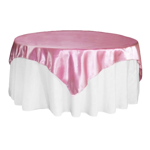 Square 72" Satin Table Overlay - Medium Pink - CV Linens
