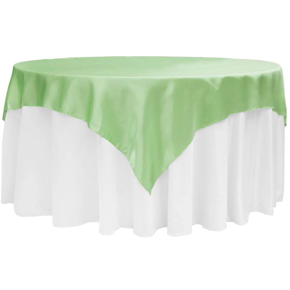 Square 72" SATIN Table Overlay - Mint Green - CV Linens