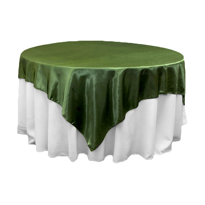 Square 72" Satin Table Overlay - Willow Green - CV Linens