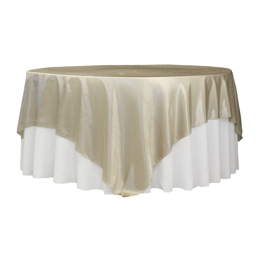Square 90"x90" Satin Table Overlay - Champagne - CV Linens