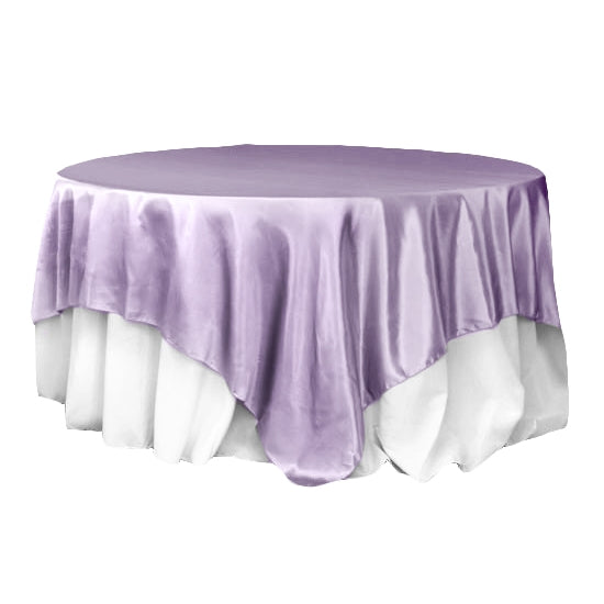 Square 90"x90" Satin Table Overlay - Lavender - CV Linens