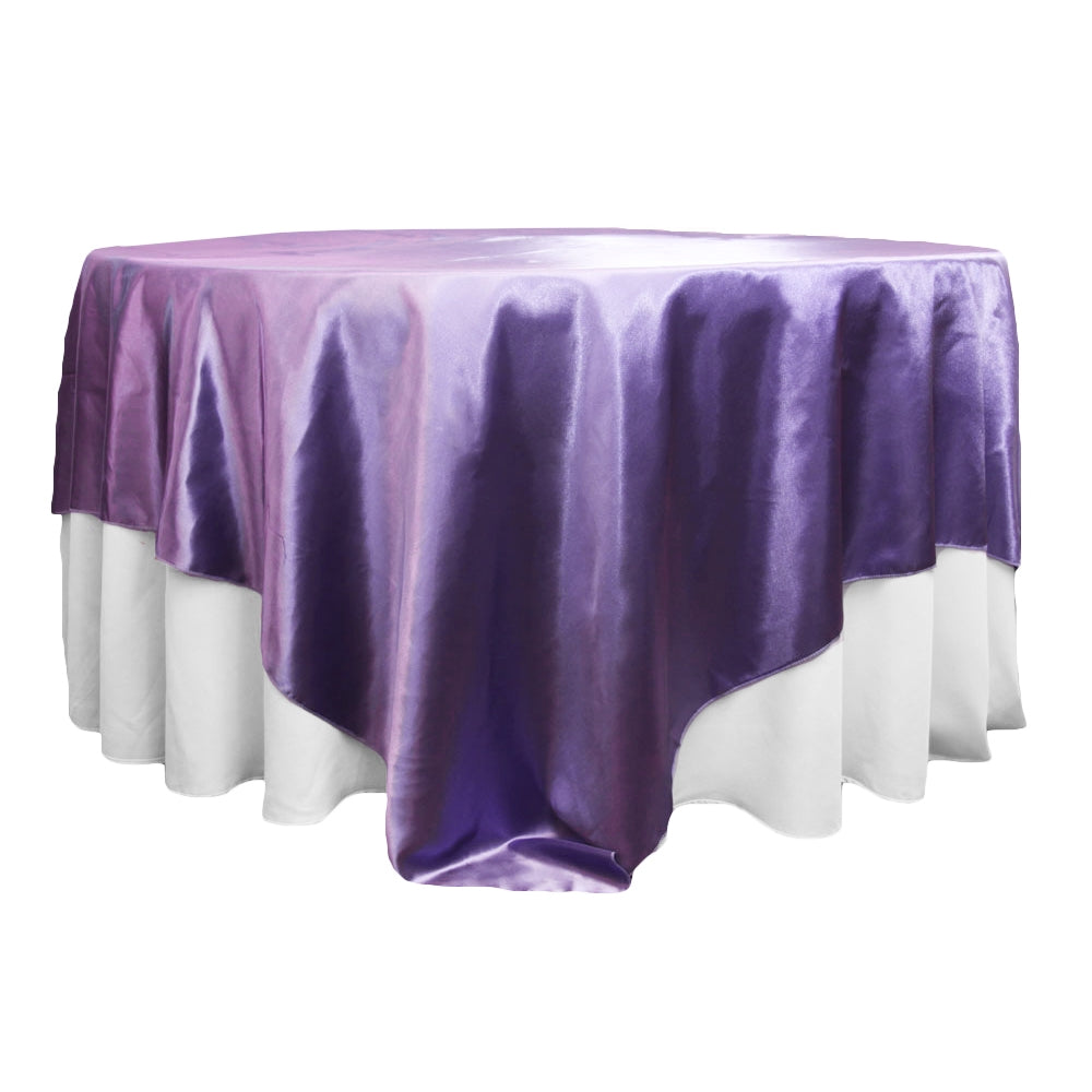 Square 90"x90" Satin Table Overlay - Victorian Lilac/Wisteria - CV Linens