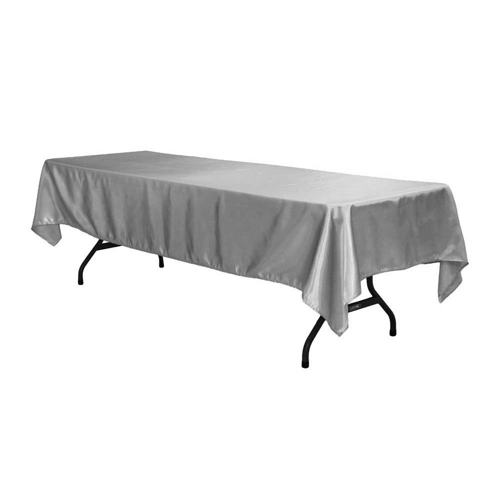 Satin Rectangular 60"x120" Tablecloth - Silver - CV Linens
