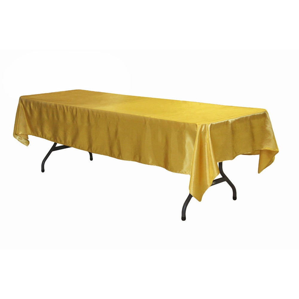 Satin Rectangular 60"x120" Tablecloth - Bright Gold - CV Linens