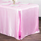 Satin Rectangular 90"x132" Tablecloth - Medium Pink | dinner plate | wine goblet |