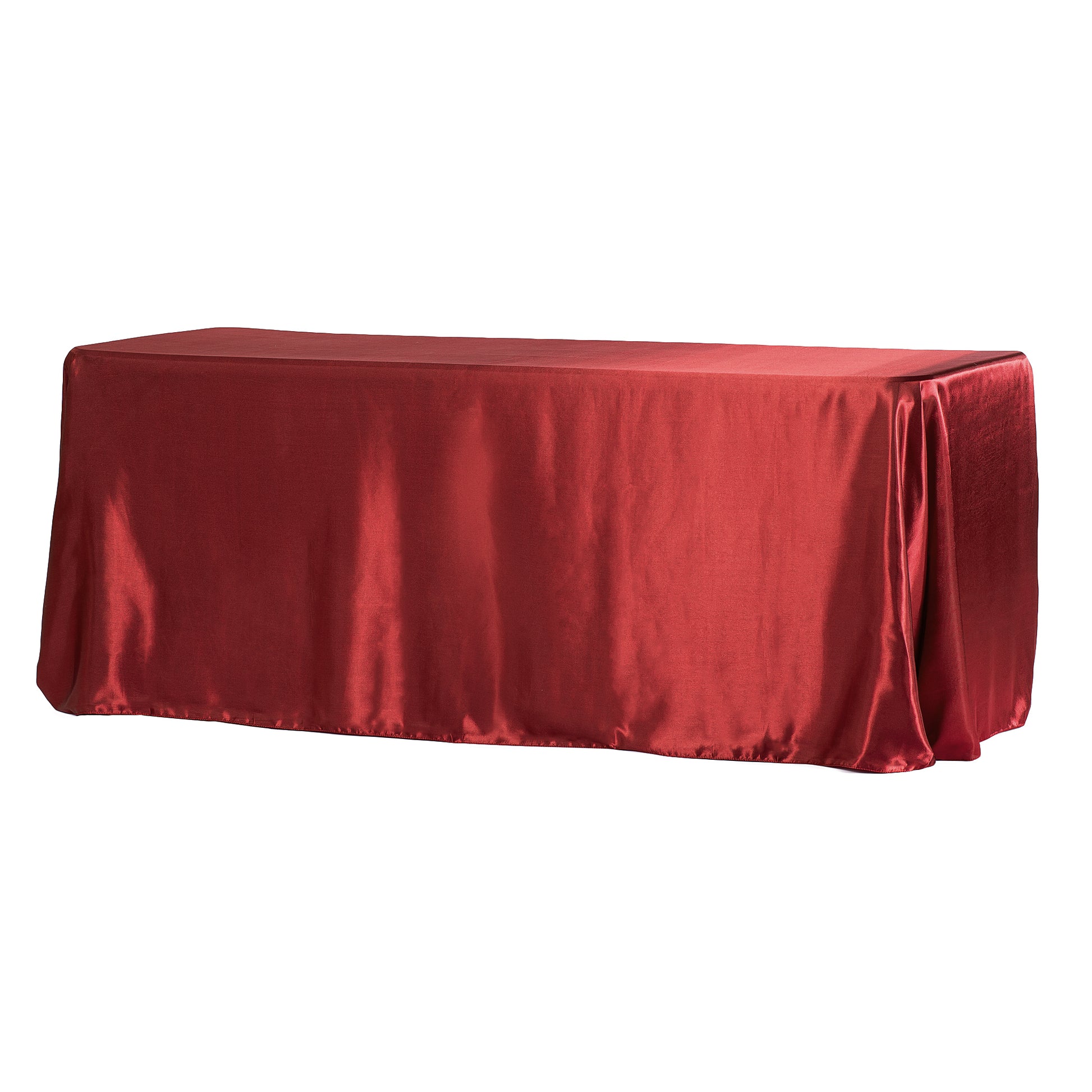 90"x156" Rectangular Satin Tablecloth - Burgundy