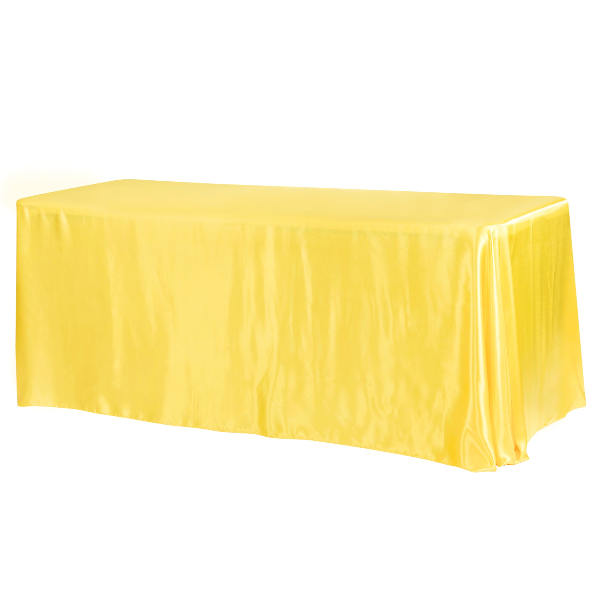 Satin Rectangular 90"x132" Tablecloth - Canary Yellow (Bright Yellow) - CV Linens