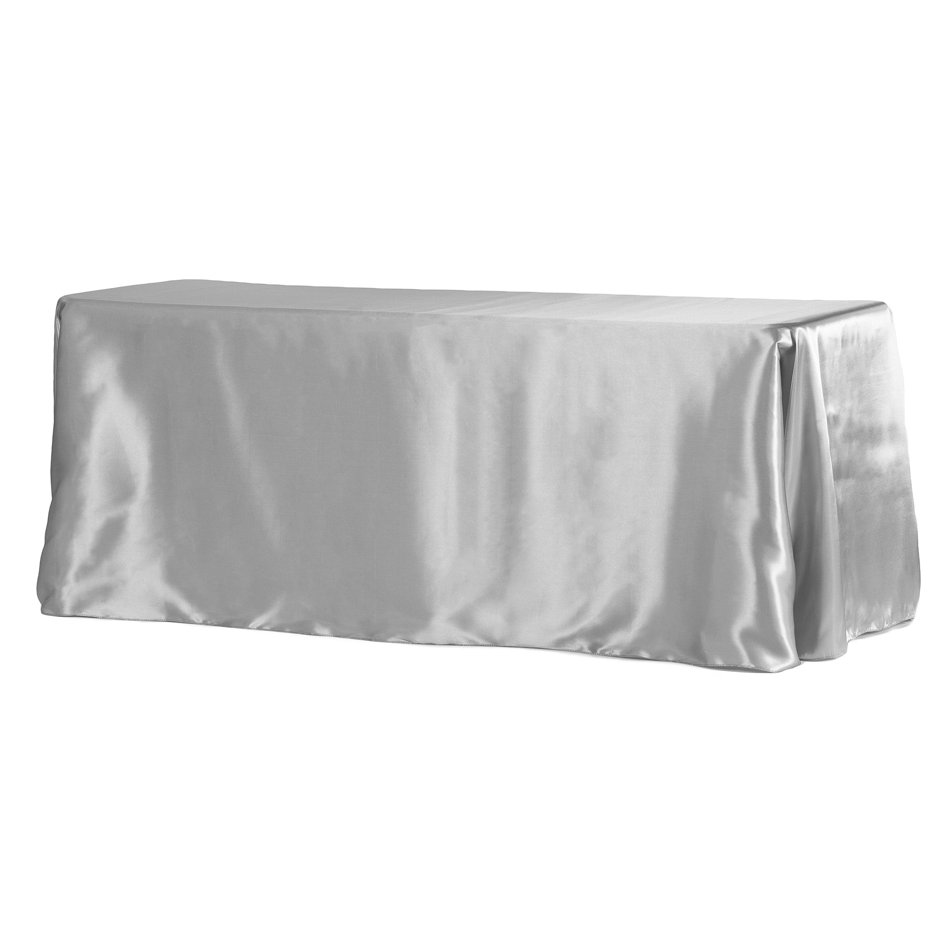 90"x156" Rectangular Satin Tablecloth - Silver