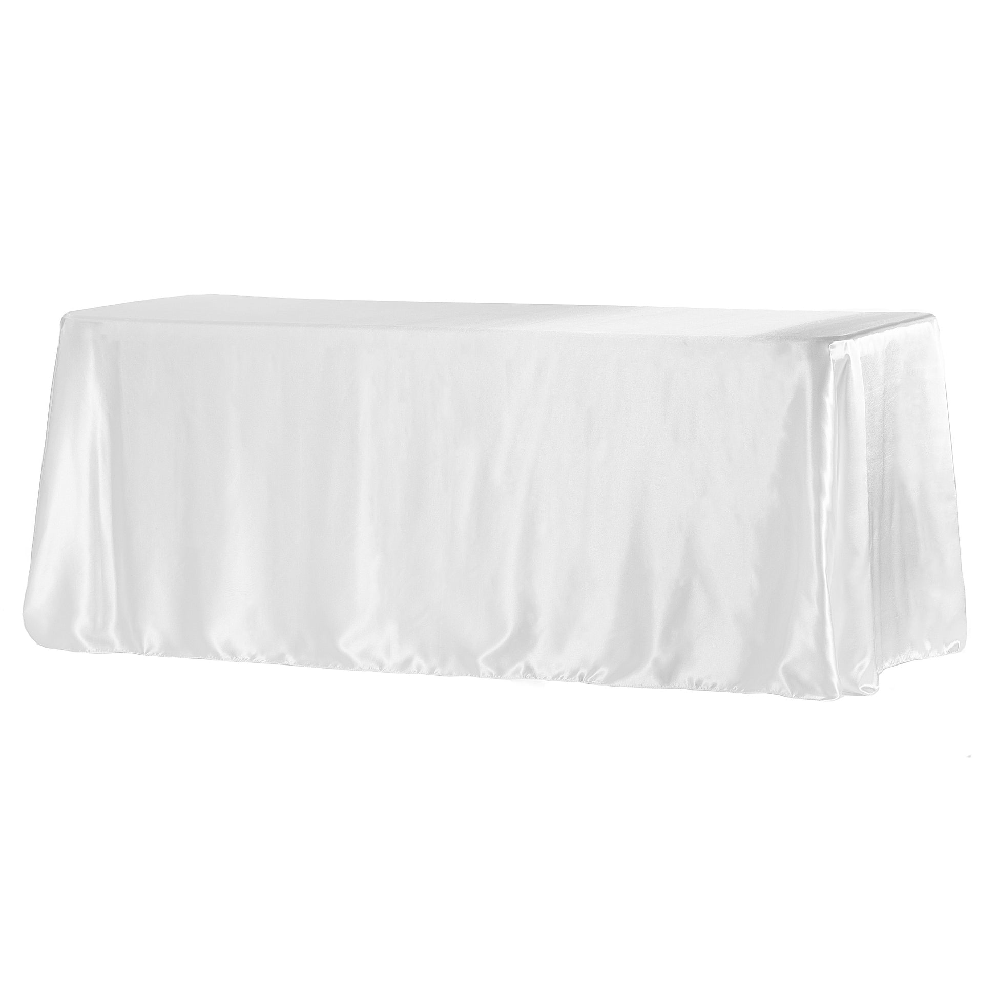 Satin Rectangular 90"x132" Tablecloth - White