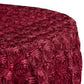 Wedding Rosette SATIN 120" Round Tablecloth - Burgundy - CV Linens
