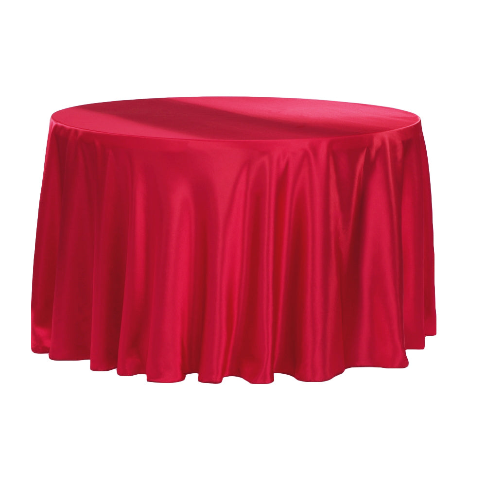 Satin 108" Round Tablecloth - Apple Red - CV Linens