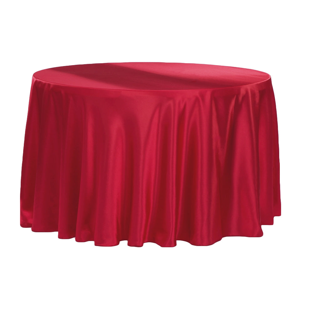 Satin 132" Round Tablecloth - Apple Red - CV Linens