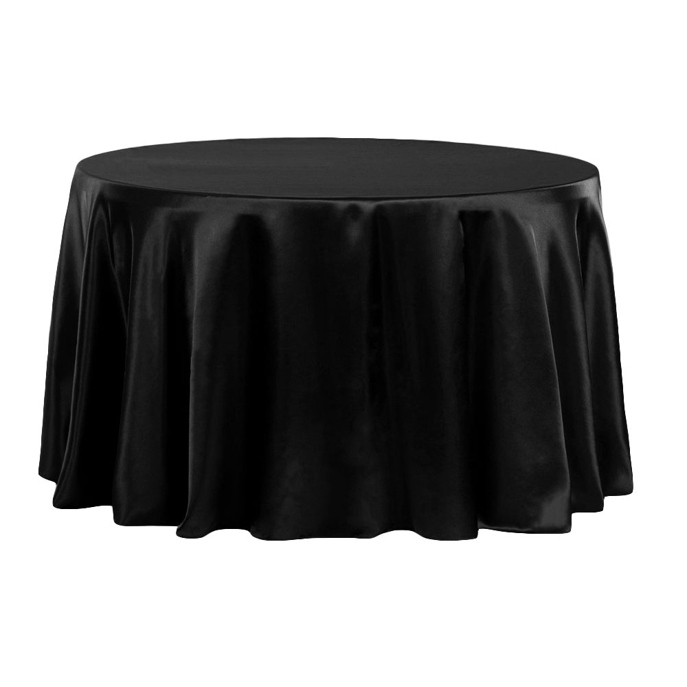 Satin 108" Round Tablecloth - Black - CV Linens